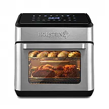 Fritadeira Elétrica Digital Holstein Housewares Preta e Aço Inox 8 em 1 12L Janela de Visualização 1500W 120V, Modelo HH-09114024SS
