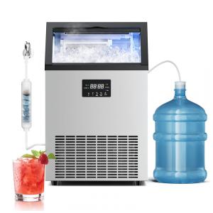 Máquina de Gelo Comercial Lioncho 68 kg/24H Aço Inoxidável Dupla Entrada Água Autolimpante 22,7 kg Armazenamento 110V