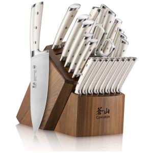 Conjunto de Facas em Aço Alemão com Bloco de Bancada, 23 Peças, Cangshan S Series 1026047, Branco