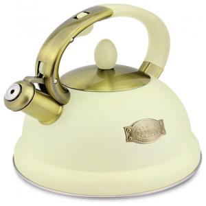 Chaleira de Chá TIMOZERO 3 Litros em Aço Inoxidável com Apito e Alça Ergonómica, Bege