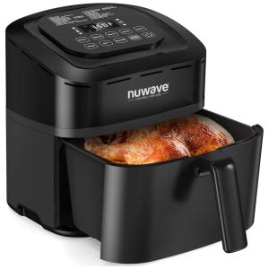 Air Fryer 10 em 1 Capacidade 6.8L com Tecnologia Térmica Linear Patenteada e Cesta Segura para Lava Louças, 110V 1800W, Nuwave Brio, Preta
