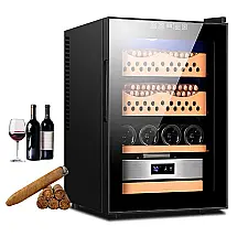 Humidor Elétrico CFDZCP 50L Marrom para 200-300 Charutos com Controle Digital de Temperatura e Umidade 240V