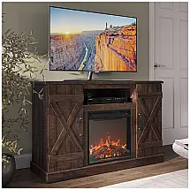 Rack TV Belleze 119x78cm Lareira Elétrica 46cm Chamas LED Marrom Escuro 110V
