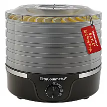 Desidratador de Alimentos Elite Gourmet Preto e Cinza 5 Bandejas Controle de Temperatura 120V
