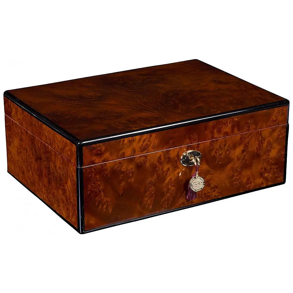 Humidor para Charutos Daniel Marshall 125 Unidades Madeira Burl com Bandeja Removível — foto 3