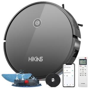 Aspirador de Pó Robô com Esfregão Controlado por APP e Auto Carregamento, 110V, HiKiNS HK888 Preto