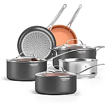 smark Conjunto de Panejas Antiaderente Revestida em Cobre, 10 Peças, COOK CODE, Preto