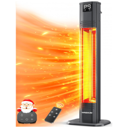 Aquecedor Externo Elétrico Infravermelho com Controle Remoto, 9 Níveis de Aquecimento, Temporizador 24H e IPX5 à Prova D'água, 110V 1500W