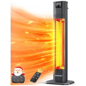 Aquecedor Externo Elétrico Infravermelho com Controle Remoto, 9 Níveis de Aquecimento, Temporizador 24H e IPX5 à Prova D'água, 110V 1500W