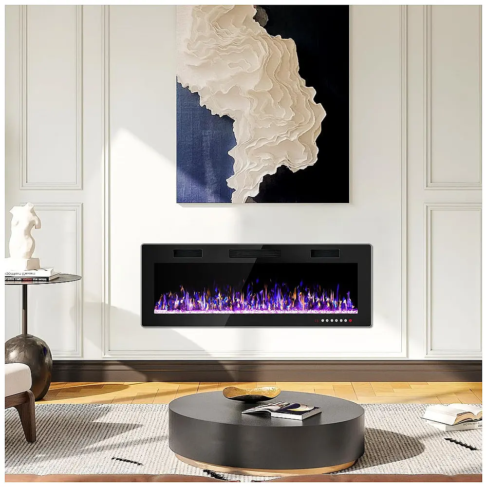 Lareira Elétrica Vitesse 127x46cm 1500W LED 12 Cores Timer Embutir 110V — foto 2