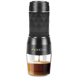 Cafeteira Elétrica Expresso Portátil Manual 290 Psi Para Cápsula e Café Moído, MOOCOO 8541895278, Preto