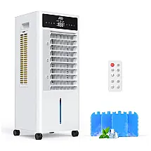 Condicionador de Ar Portátil JRD com 4 Gelos Packs, Temporizador de 12H, Tanque Duplo de Preenchimento Superior, Resfriador de Ar por