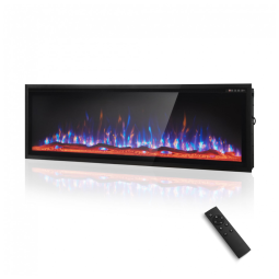 Lareira Elétrica de Embutir A49x182L cm com Controle Remoto ou Tela Sensível ao Toque, Temporizador e Baixo Ruído, 110V 1500W, MAISON ARTS