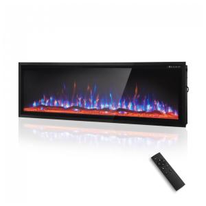 Lareira Elétrica de Embutir A49x182L cm com Controle Remoto ou Tela Sensível ao Toque, Temporizador e Baixo Ruído, 110V 1500W, MAISON ARTS