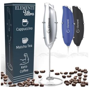 Mixer Espumador de Leite á Bateria, Aço Inoxidável, ELEMENTI , Prateado