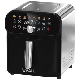 Fritadeira Elétrica Air Fryer 5,7L com 12 Funções Predefinidas de Cozimento e Tela Digital, 110V 1600W, WHALL, Prata e Preta