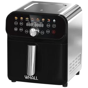 Fritadeira Elétrica Air Fryer 5,7L com 12 Funções Predefinidas de Cozimento e Tela Digital, 110V 1600W, WHALL, Prata e Preta