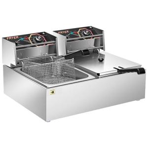 Fritadeira Elétrica Dupla Profissional 20 Litros de Capacidade, Aço Inoxidável, 110V 5000W, VIVOHOME