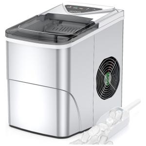 FZF Máquina de Gelo Automática Portátil, Produz 11 kg em 24h, 110V, Prata