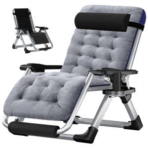 Cadeira Reclinável Ajustável Gravidade Zero com Apoio de Cabeça e Porta Copos, LILYPELLE, Cinza