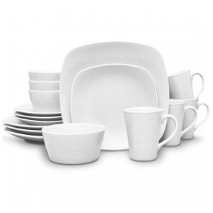 Aparelho de Jantar, Elegância e Sofisticação para Sua Mesa com 16 Peças, Formato Quadrado e Material de Porcelana, Noritake 43813-16R