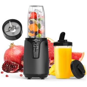 Liquidificador Portátil para Shakes e Smoothies com 2 Copos para Viagem de 600mL, 850W, KEPLUG PB-2110, Cinza