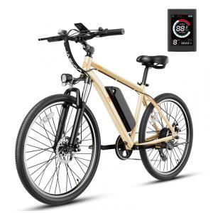 Bicicleta Elétrica Jasion RetroVolt 26" Cáqui | Motor 350W, Bateria 36V 360Wh, 7 Velocidades, 4 Modos de Condução