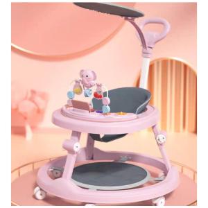 Andador Dobrável 4 em 1 para Bebê HAPYOOY, Atividades para Meninos e Meninas, Aprendizagem Sentado, Andador Empurrável com Música.