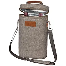 Bolsa Térmica Para Transporte de Vinhos até 2 Garrafas com Alça Ajustável, Cáqui, Cáqui, TIRRINIA, Cáqui