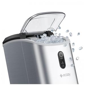 Máquina de Gelo em Aço Inoxidável com Capacidade para 14,9 kg em 24H e Autolimpeza, 110V, Ecozy, Prata