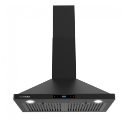 Coifa de parede 76cm COSMO preta fosca 380 m³/h comando touch filtros permanentes iluminação LED 110V