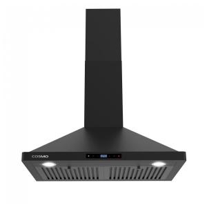 Coifa de parede 76cm COSMO preta fosca 380 m³/h comando touch filtros permanentes iluminação LED 110V