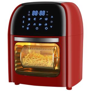 Fritadeira Elétrica, AirFryer 10L, Multifuncional, Tela de LED, 1700W, Aço Inoxidável, 110v, R.W.FLAME, Vermelho