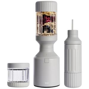 Liquidificador para Vitaminas 1L com Garrafa de Aço Inoxidável e Canudos, 110V 1000W, BEAST, Cinza