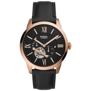 Relógio Masculino de Quartzo Automático, com Pulseira de Couro, FOSSIL ME3170, Preto