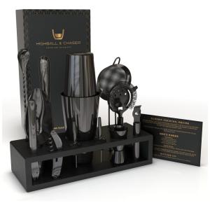 Kit Bn Profissional 13 Peças em Aço Inoxidável com Suporte, HIGHBALL CHASER, Preto