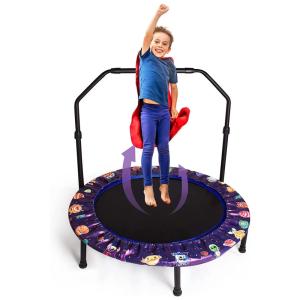 Enlitoys Cama Elastica Infantil com Diâmetro e Corrimão Ajustável para até 100 kg, Roxo