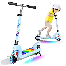 Patinete Elétrico Infantil com Altura Ajustável e Velocidade até 9 km/h para Crianças de 6 a 12 Anos, ANHAO E9, Azul