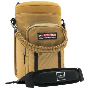 Bolsa Térmica para Garrafa 1L com Alça para Transporte e Bolsos, Garrafa não incluída, NATURE PIONEOR, Marrom