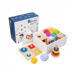 Kit de Brinquedos Montessori Sensoriais para Bebês de 6 a 12 Meses, Adena Montessori