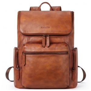 Mochila Masculina para Laptop de Couro, BOSTANTEN, Marrom