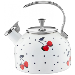 Chaleira de Chá Vintage 2.5 Litros em Aço Inoxidável com Apito, Kate Spade, Branca