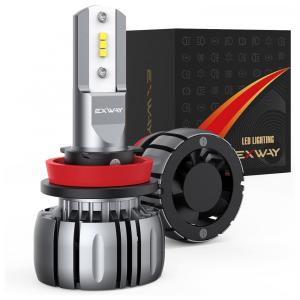Exway Kit Xenon Lâmpadas LED Branca 15000 Lumens 6500K 60W, H11, H9, H8, 2 Peças