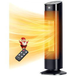 Aquecedor Elétrico para Salas Grandes com 3 Modos, Oscilante 90 e Proteções de Segurança, 110V 1500W, VAGKRI, Preto