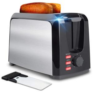 iFedio Torradeira Elétrica 2 Fatias com 7 Níveis de Tostagem e Função Descongelar 110V, Cinza