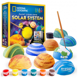 Kit de Pintura Magnética do Sistema Solar 3D National Geographic Multicolorido com Planetas e Sol, Tintas, Pincéis e Ímãs Educativos