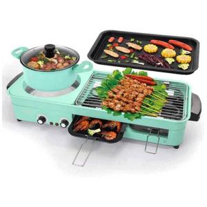 Churrasqueira Grill Elétrica para até 10 Pessoas com Controle de Temperatura, 110V 2200W, MZLXDEDIAN, Verde