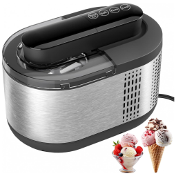 Máquina de Sorvete Automática TINANA Cinza Display LCD Sem Pré-congelamento 600mL Modos Firmes/Suaves ICM-gray