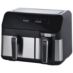 Fritadeira Elétrica Air Fryer 8,5L com Cesto Duplo, Controle de Temperatura e Display LCD, 110V 1700W, TRU, Preto e Prata