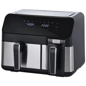 Fritadeira Elétrica Air Fryer 8,5L com Cesto Duplo, Controle de Temperatura e Display LCD, 110V 1700W, TRU, Preto e Prata